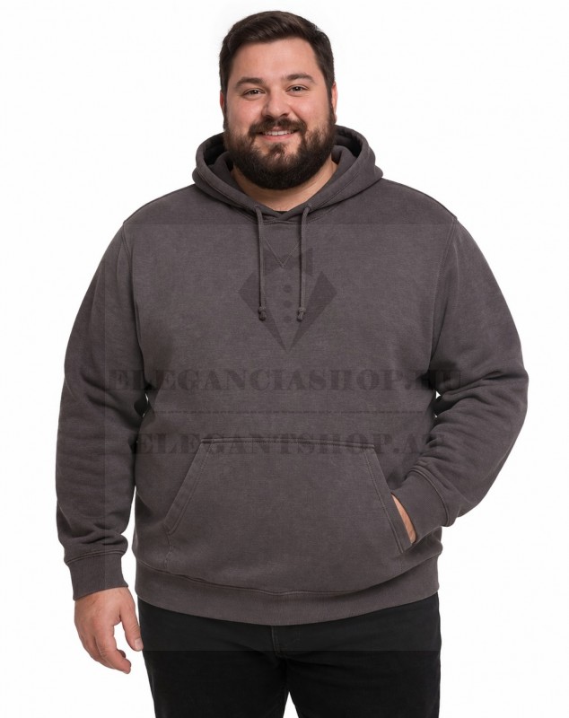                                         Unisex pamut kapucnis pulóver - Mosott szürkés-barna Extra méret